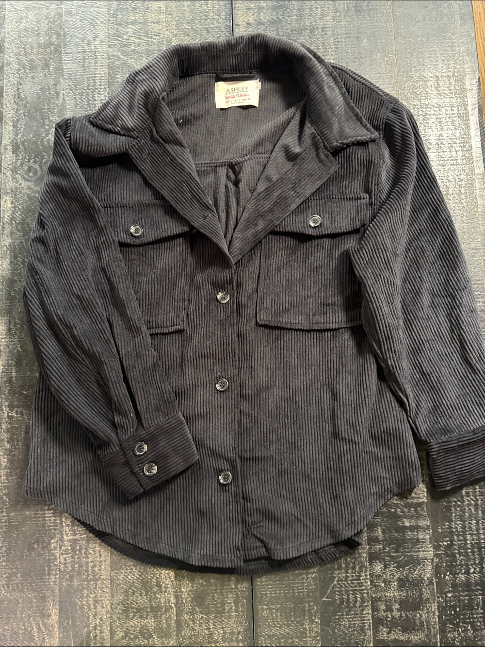 Ashley By 26 International Black Corduroy Button-Up Jacket